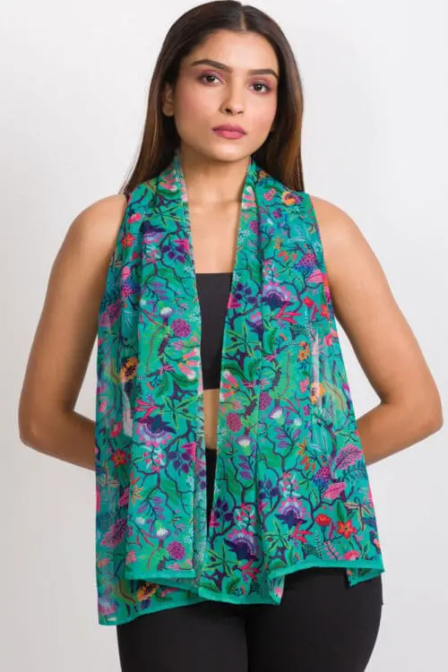Sahila Emerald Floral Scarf