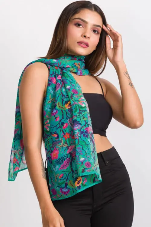 Sahila Emerald Floral Scarf