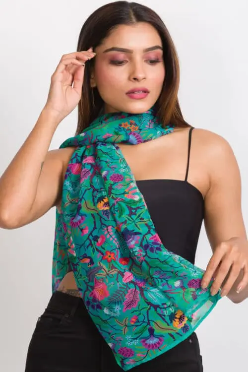 Sahila Emerald Floral Scarf
