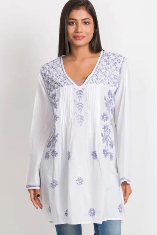 Divya Lavender Embroidered Tunic