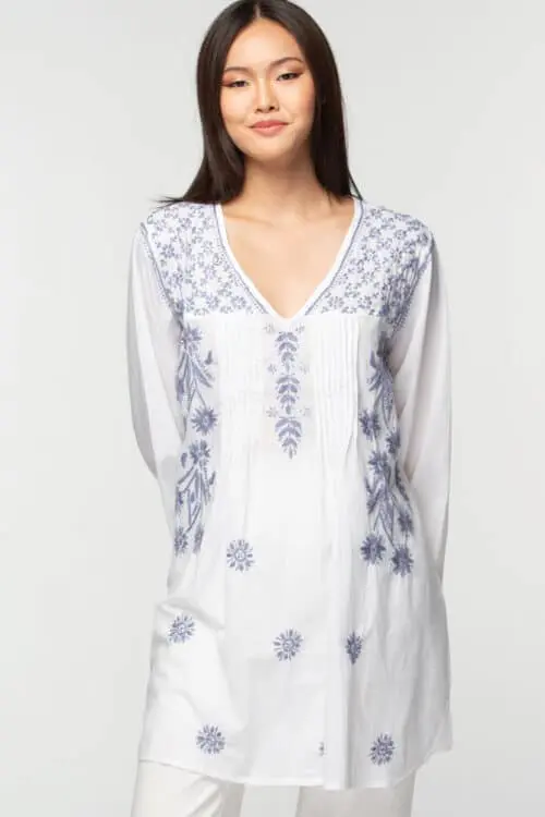 Divya Handmade Lavender Embroidered Tunic