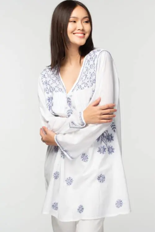 Divya Handmade Lavender Embroidered Tunic