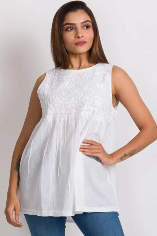 Divyani Embroidered Sleeveless Top