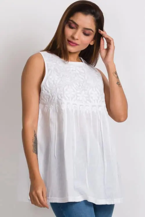 Divyani Embroidered Sleeveless Top