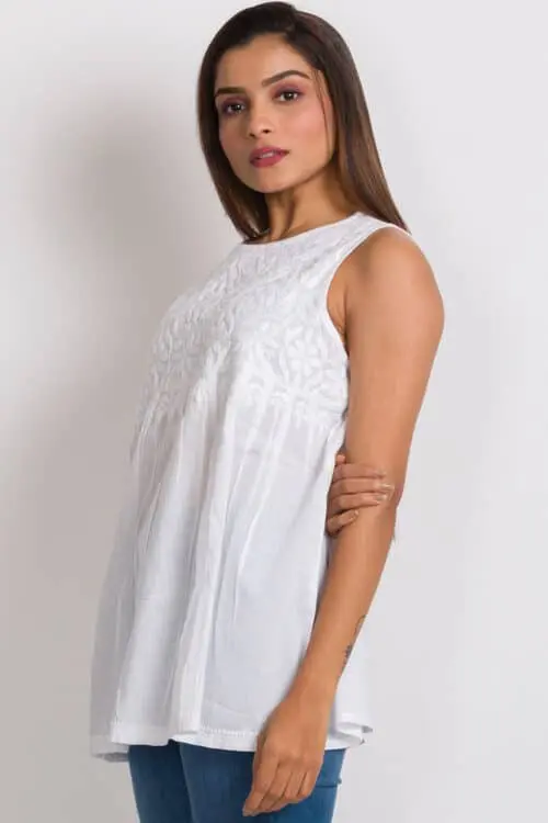 Divyani Embroidered Sleeveless Top