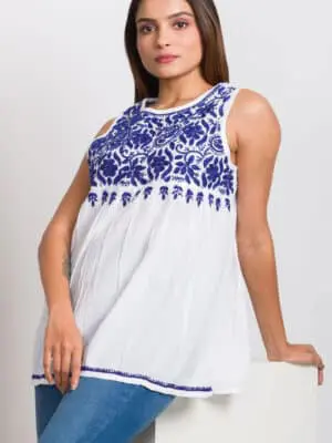 Divyani Blue Sleeveless Top