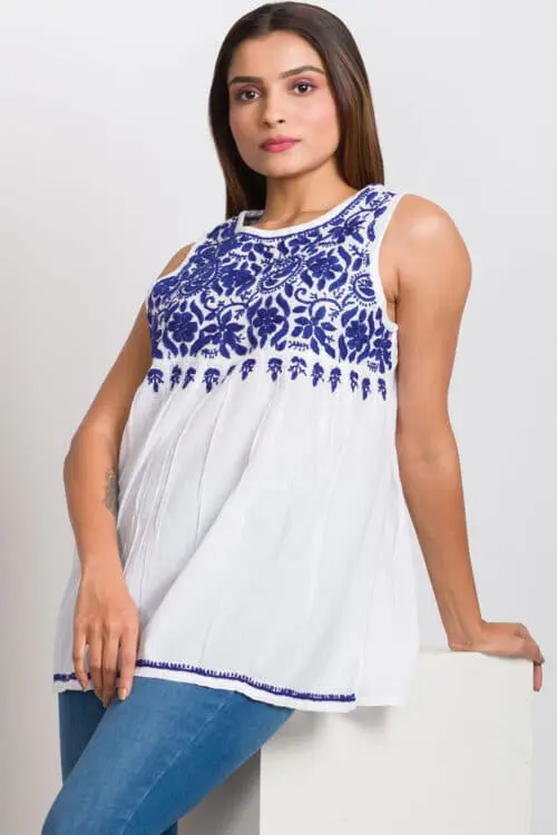 Divyani Blue Sleeveless Top