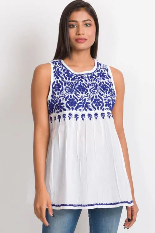 Divyani Sleeveless Embroidered Top