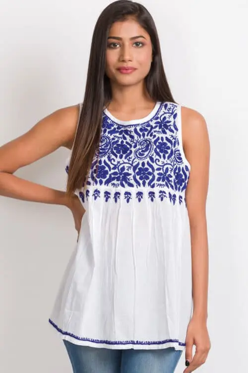 Divyani Blue Embroidered Top