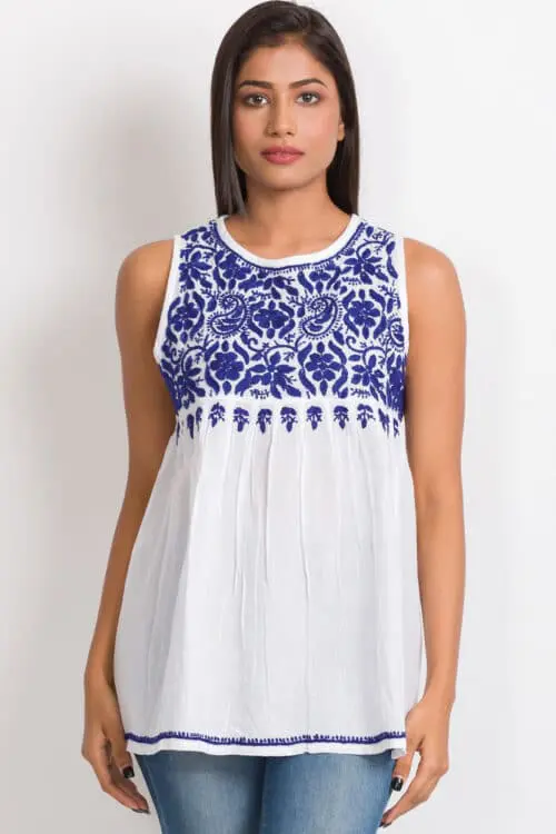 Divyani Sleeveless Embroidered Top