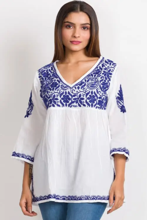 Ramani Embroidered Blue Tunics
