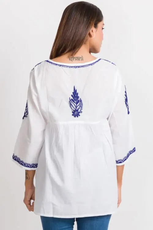 Ramani Blue Hand Embroidered Top