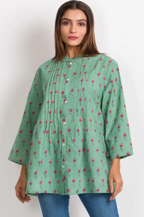Amisha Green Cotton Tunic