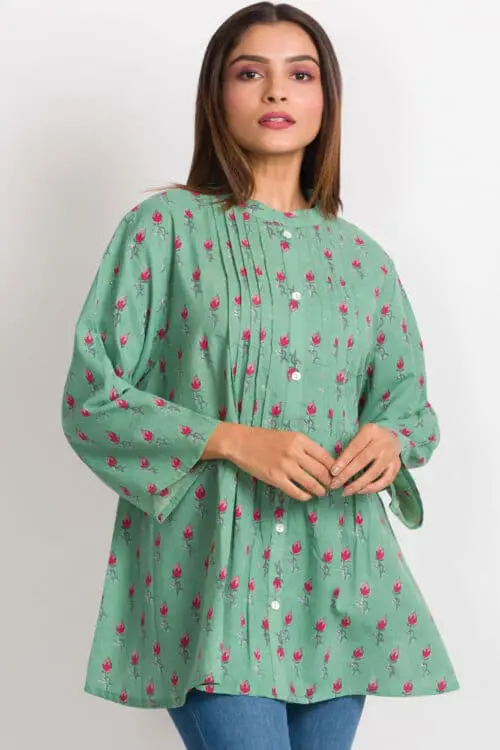 Amisha Green Cotton Tunic