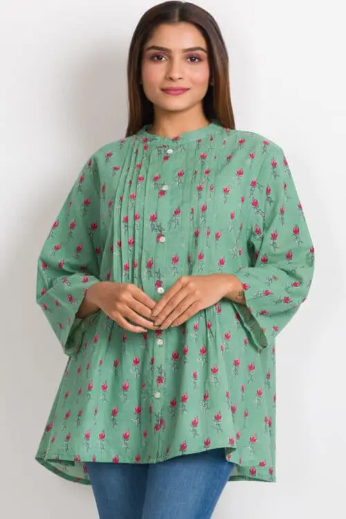 Amisha Green Cotton Tunic