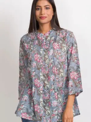 Amisha Silver Tunic Top