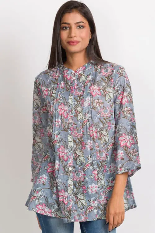 Amisha Silver Tunic Top