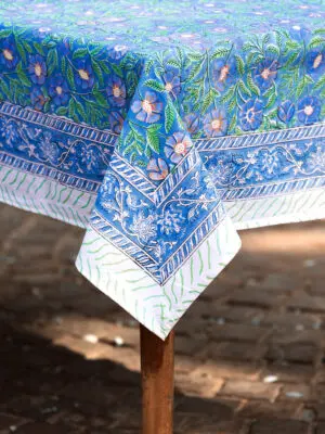 Blue Floral Tablecloth