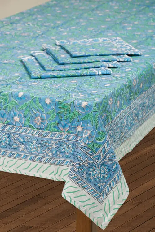 Blue Floral Tablecloth