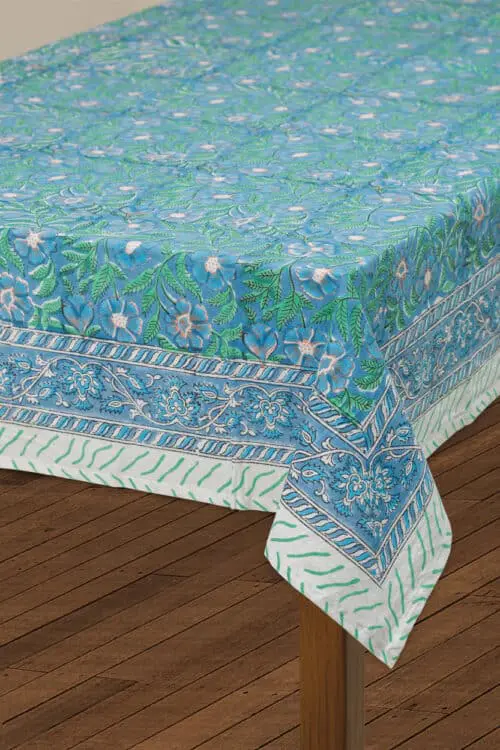 Blue Floral Tablecloth