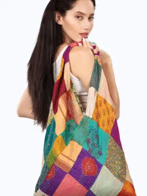 Triangle Silk Kantha Bag