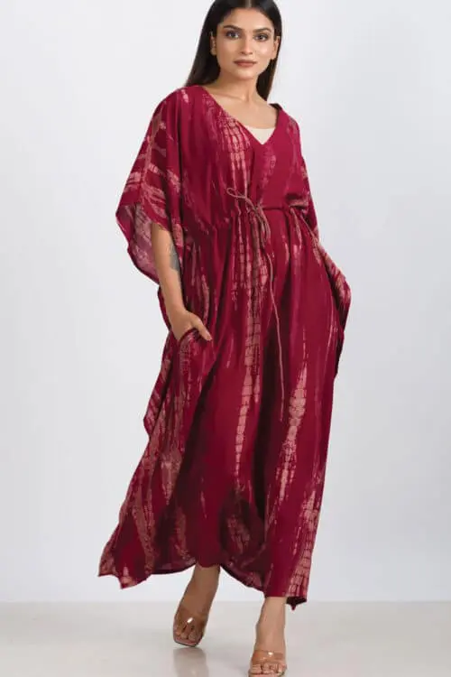 Red Shibori Caftan