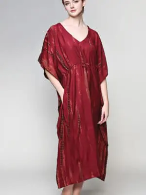 Red Shibori Caftan