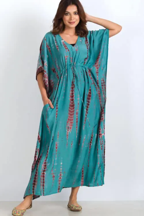 Shibori Turquoise Caftan