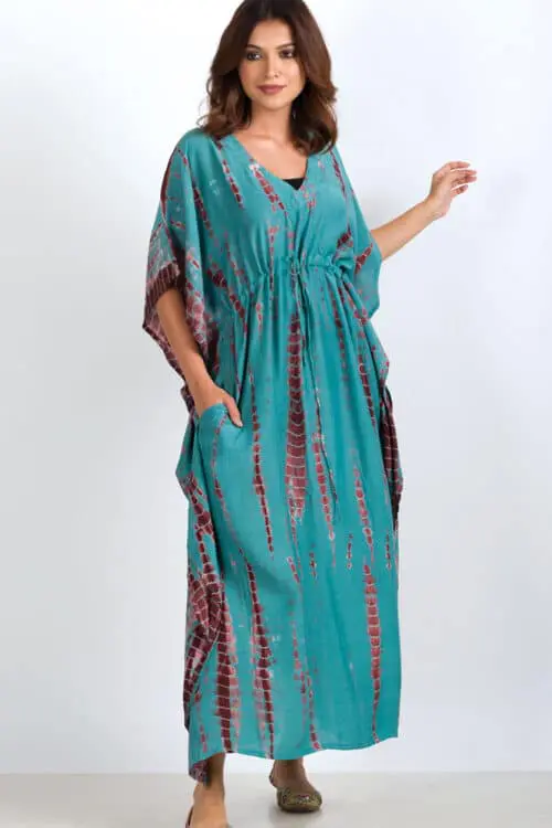 Shibori Turquoise Caftan
