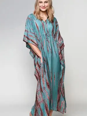 Turquoise Shibori Caftan