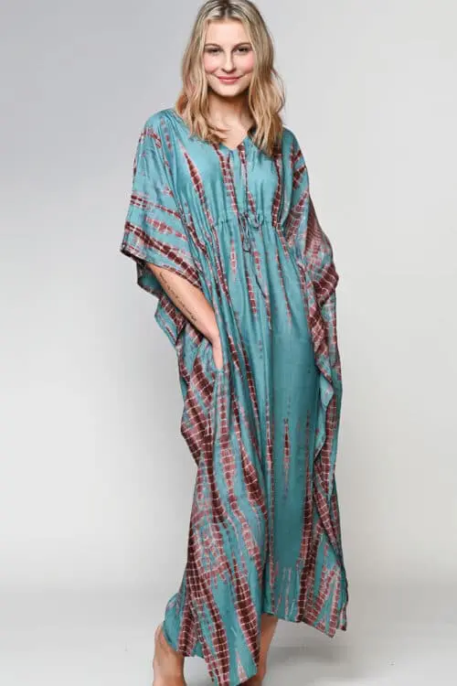 Turquoise Shibori Caftan