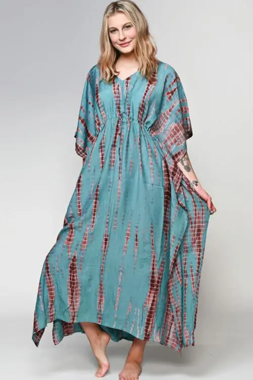 Turquoise Shibori Caftan
