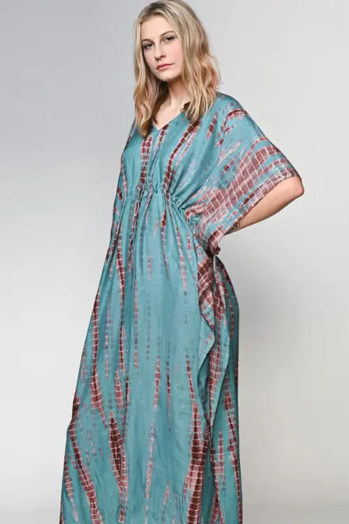 Turquoise Shibori Caftan