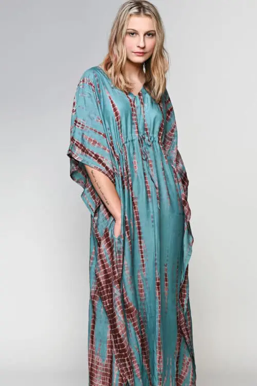 Turquoise Shibori Caftan