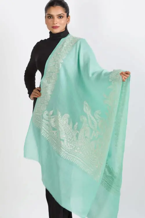 Geeta Aqua Embroidered Shawl