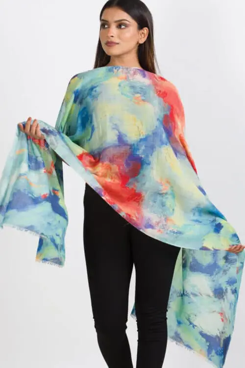 Reena Sky Blue Wool Shawl