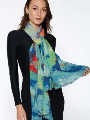 Reena Turquoise Wool Shawl