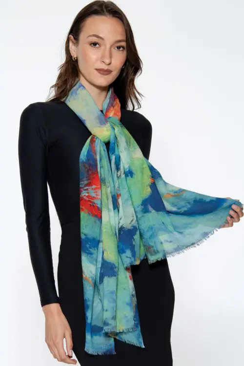 Reena Turquoise Wool Shawl
