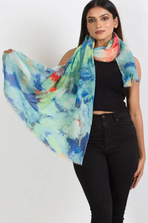 Reena Sky Blue Wool Shawl
