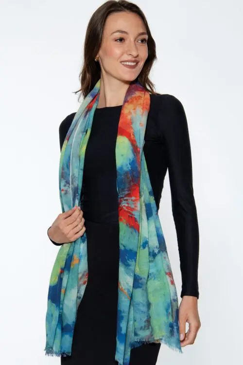 Reena Sky Blue Wool Shawl