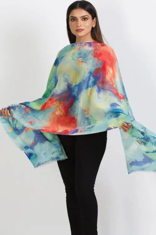 Reena Sky Blue Wool Shawl