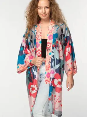 Malini Silver Floral Kimono