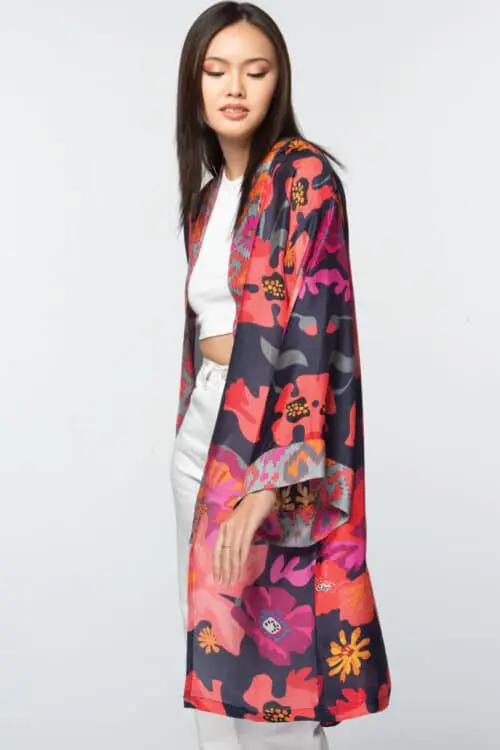 Malini Black Floral Kimono
