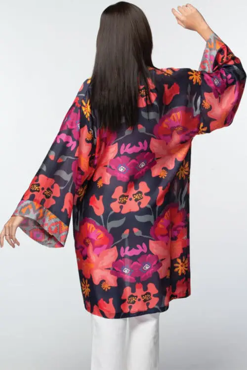 Malini Black Floral Kimono