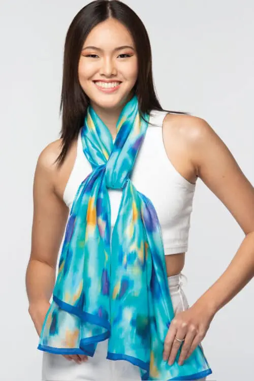 Rishika Turquoise Floral Scarf