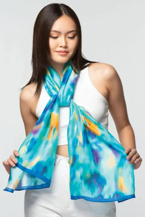 Rishika Turquoise Floral Scarf