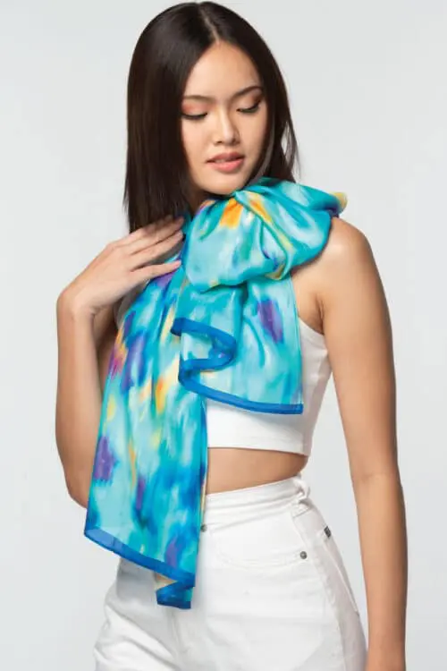 Rishika Turquoise Floral Scarf
