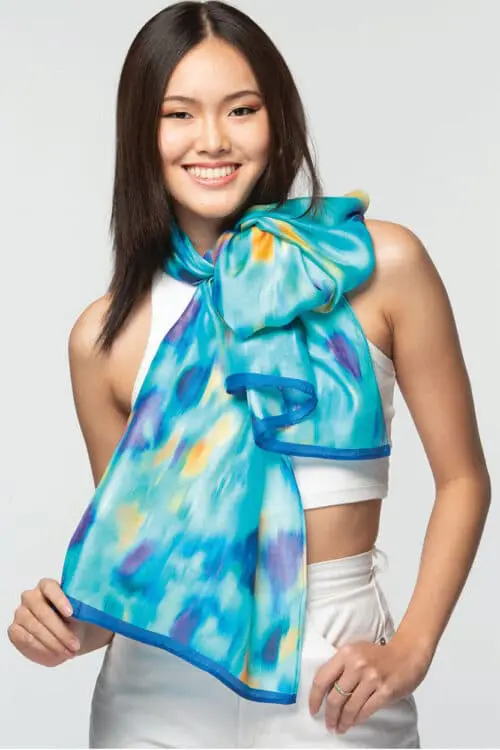 Rishika Turquoise Floral Scarf