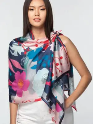 Navy Floral Scarf