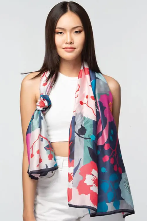 Rishika Navy Floral Scarf